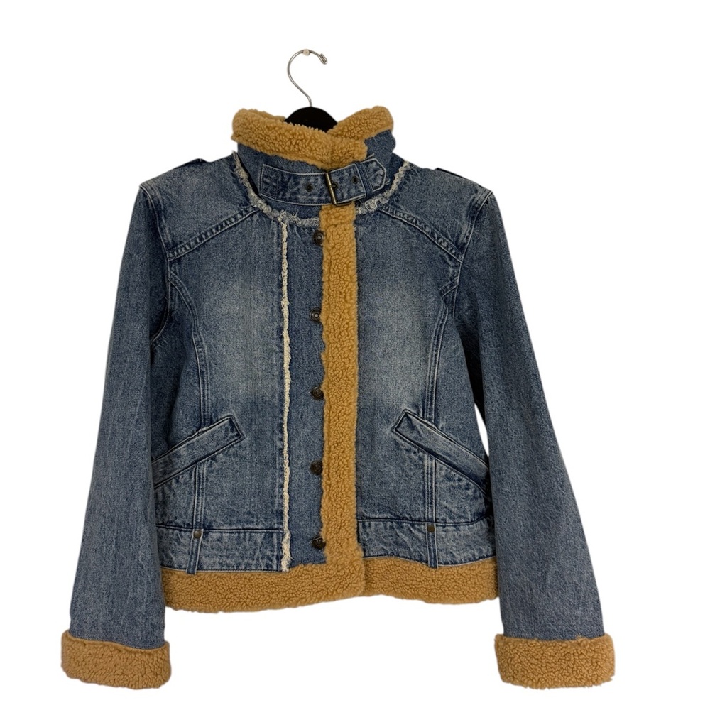 Denim Jacket with Faux Shearling Trim